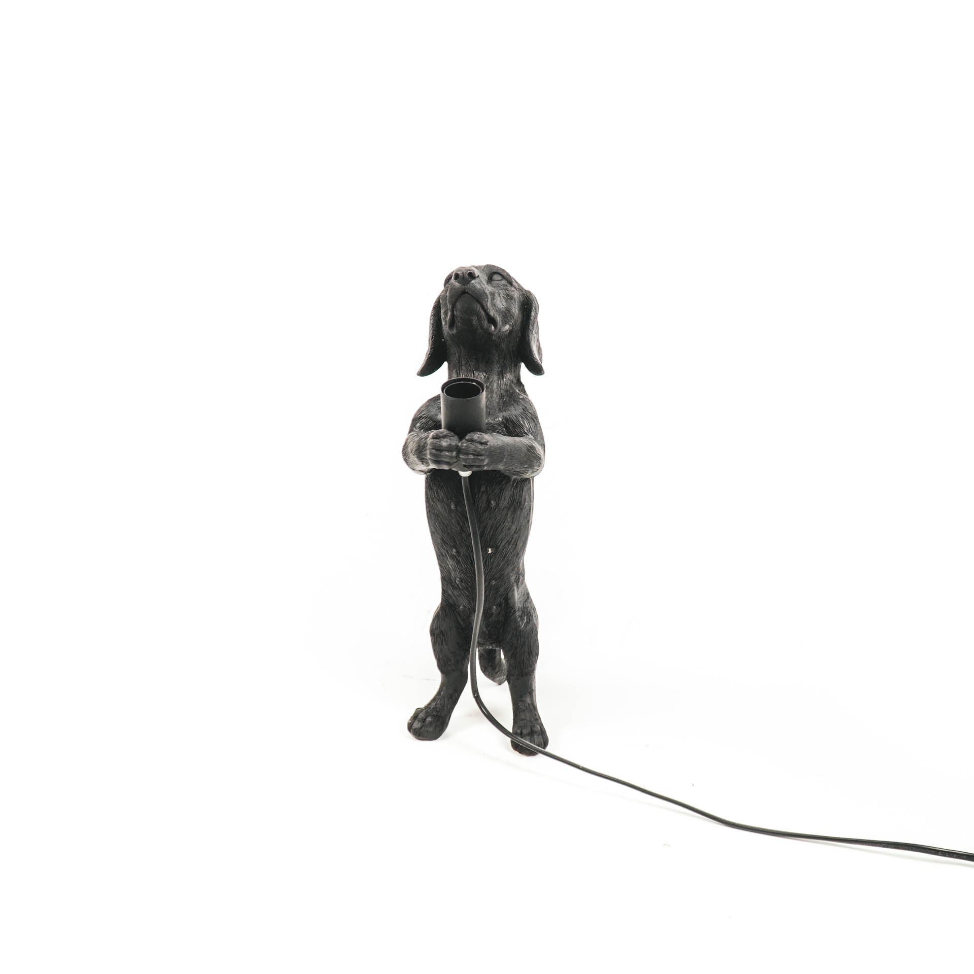 Table Lamp - Dachshund Lamp - Polyresin -Black - E14 - 10x15x38cm