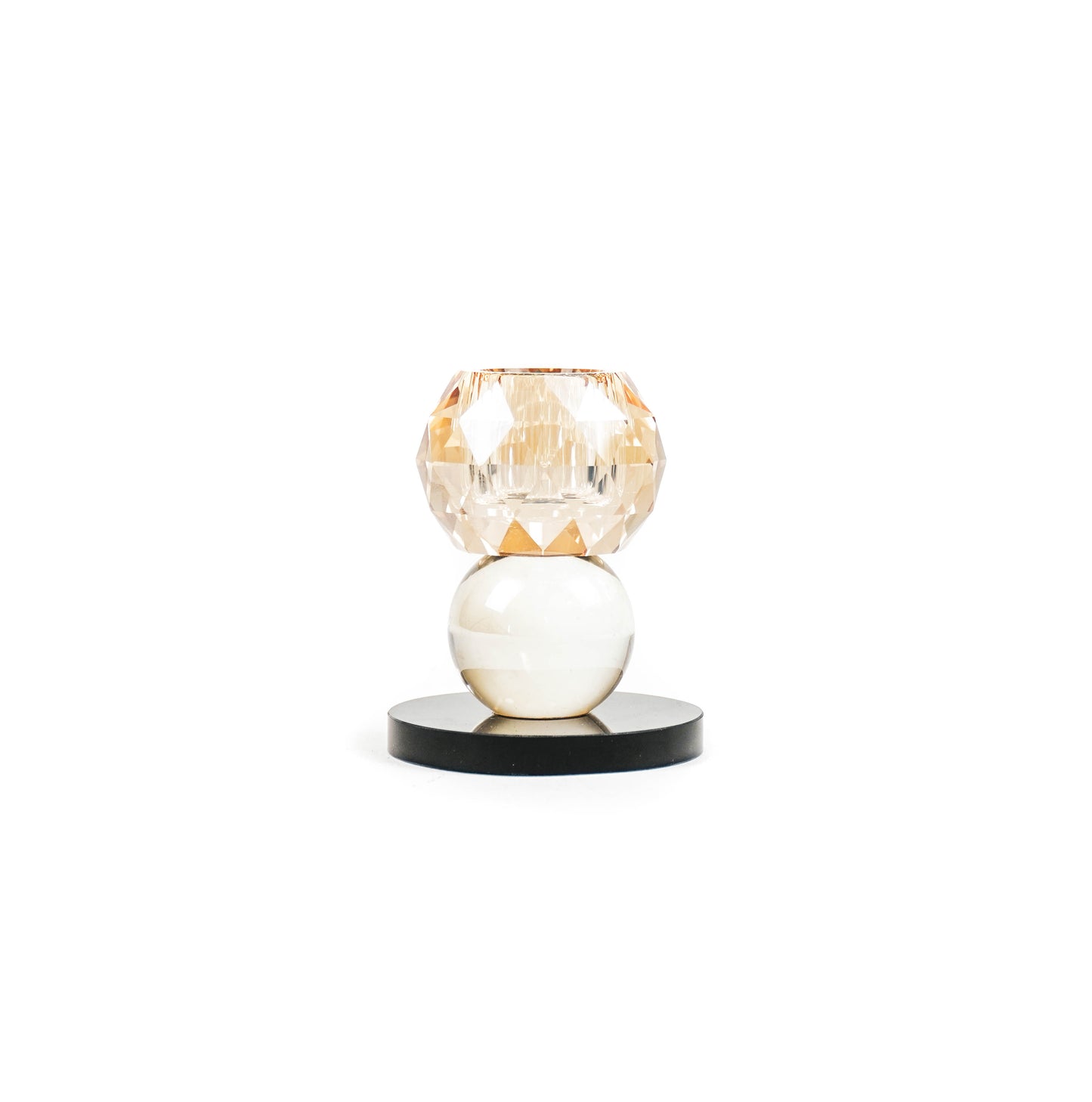 HV Crystal Candleholder - 6x6x8 cm - Amber/Black