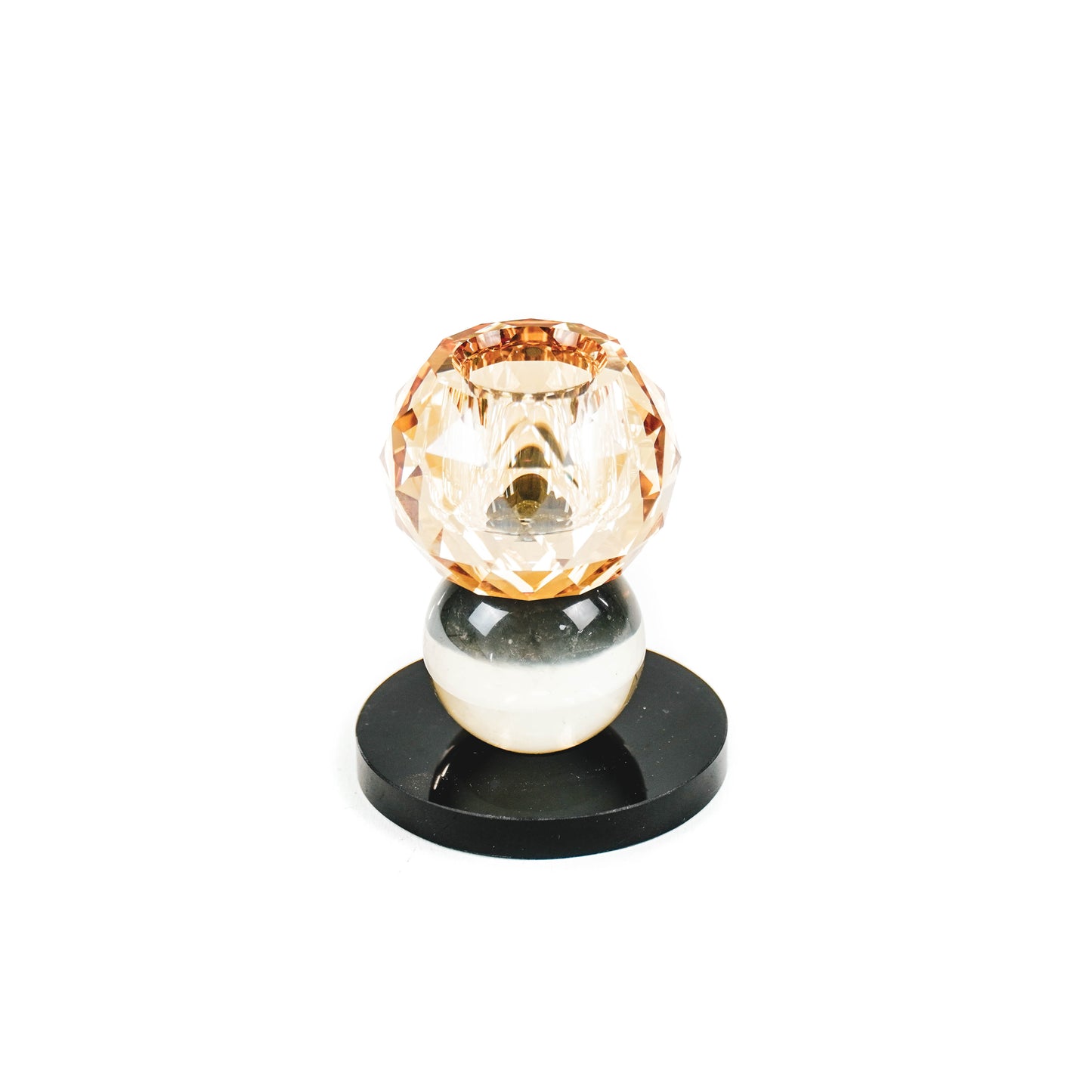 HV Crystal Candleholder - 6x6x8 cm - Amber/Black