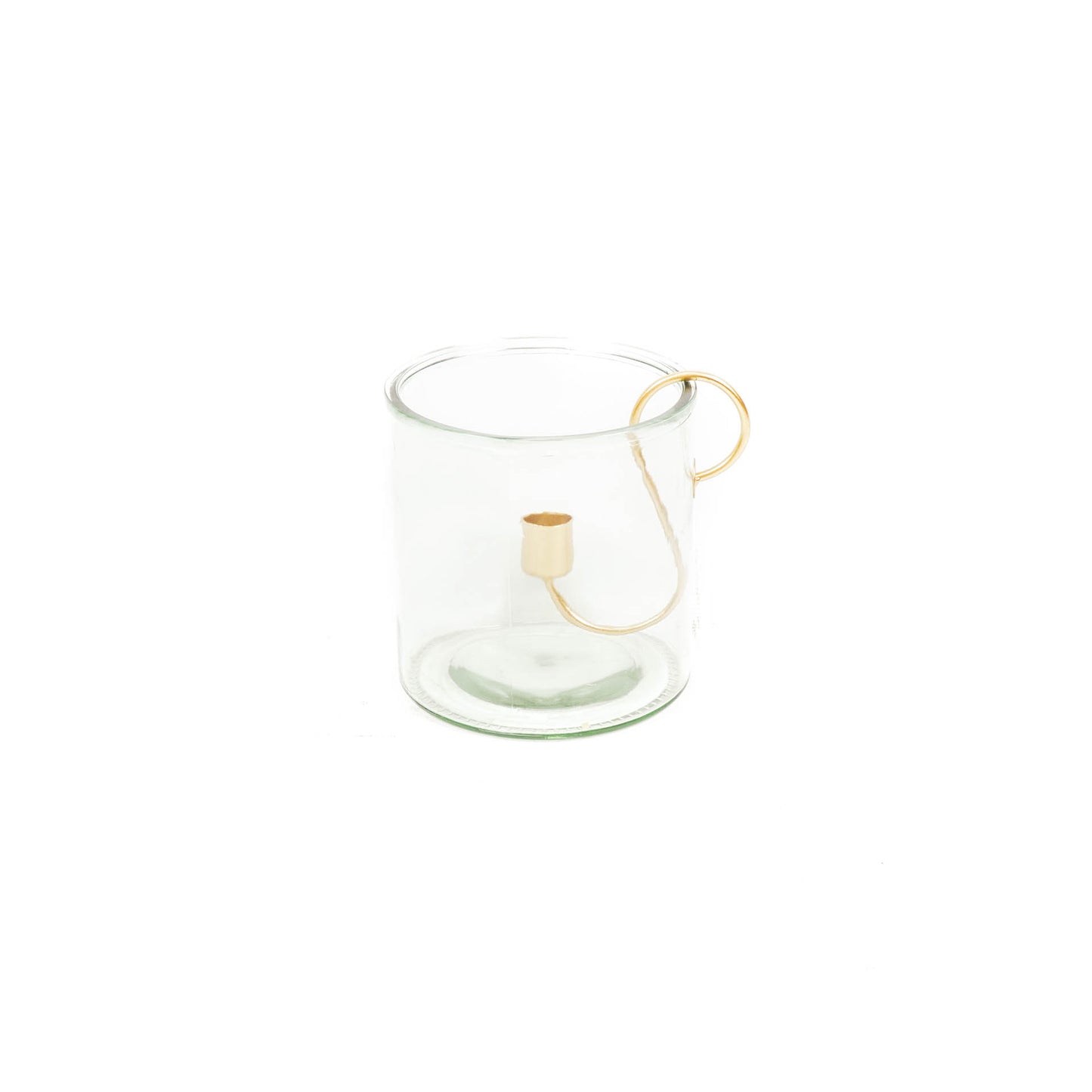HV Glass Jar with Candleholder - Gold - 15 cm