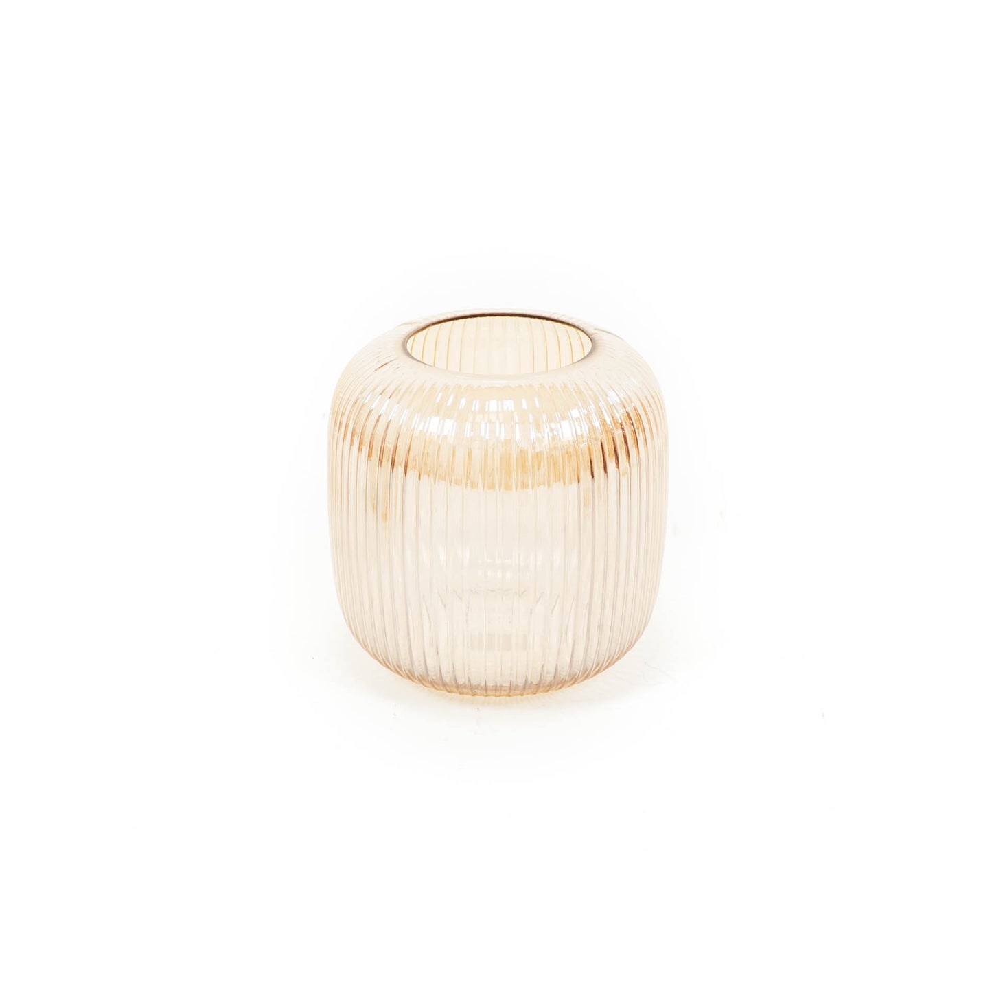 HV Ribbled Vase relief - Amber - 18.5x18cm