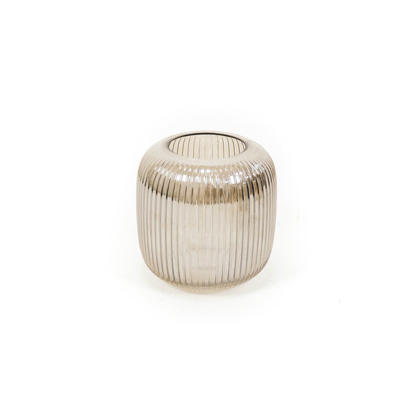 HV Ribbled Vase - Black - 18.5x18cm