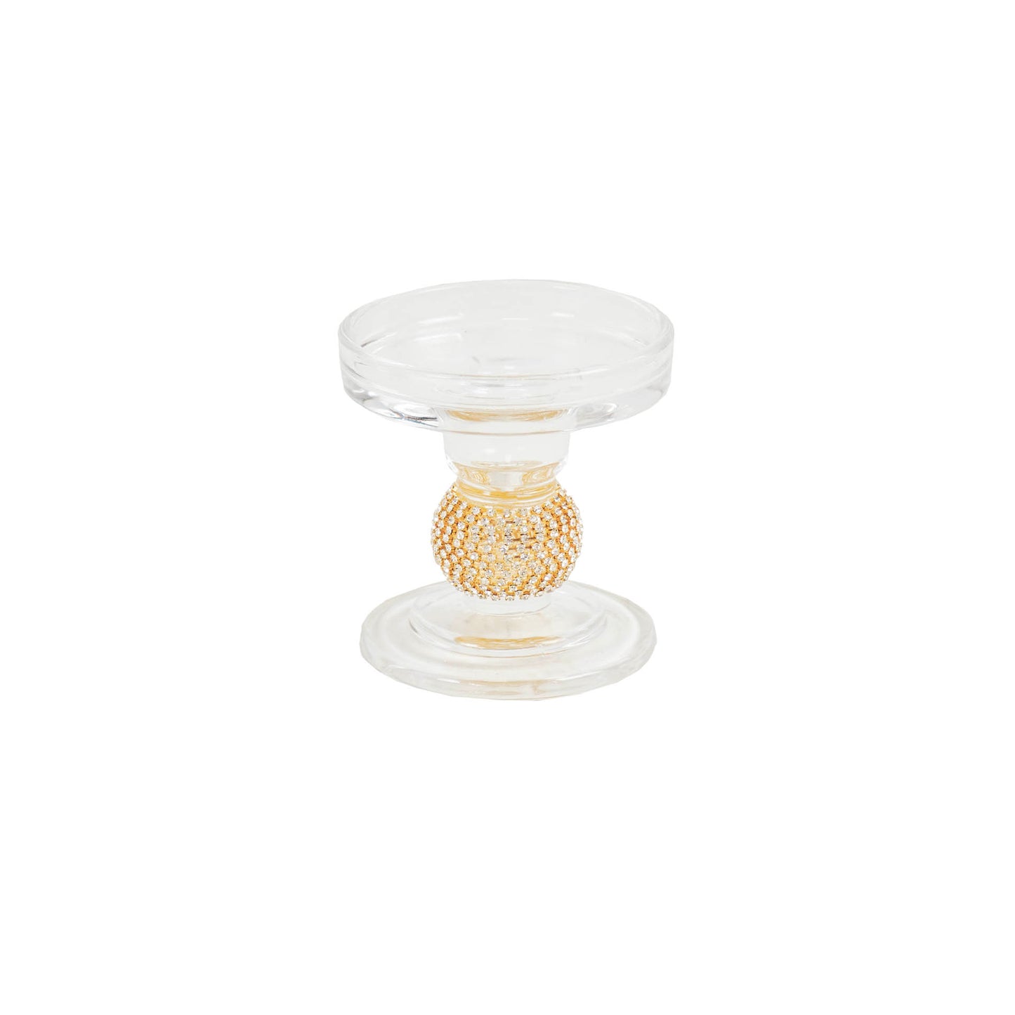 HV Glitter Glass Candleholder - Gold - 8.5x8.5cm