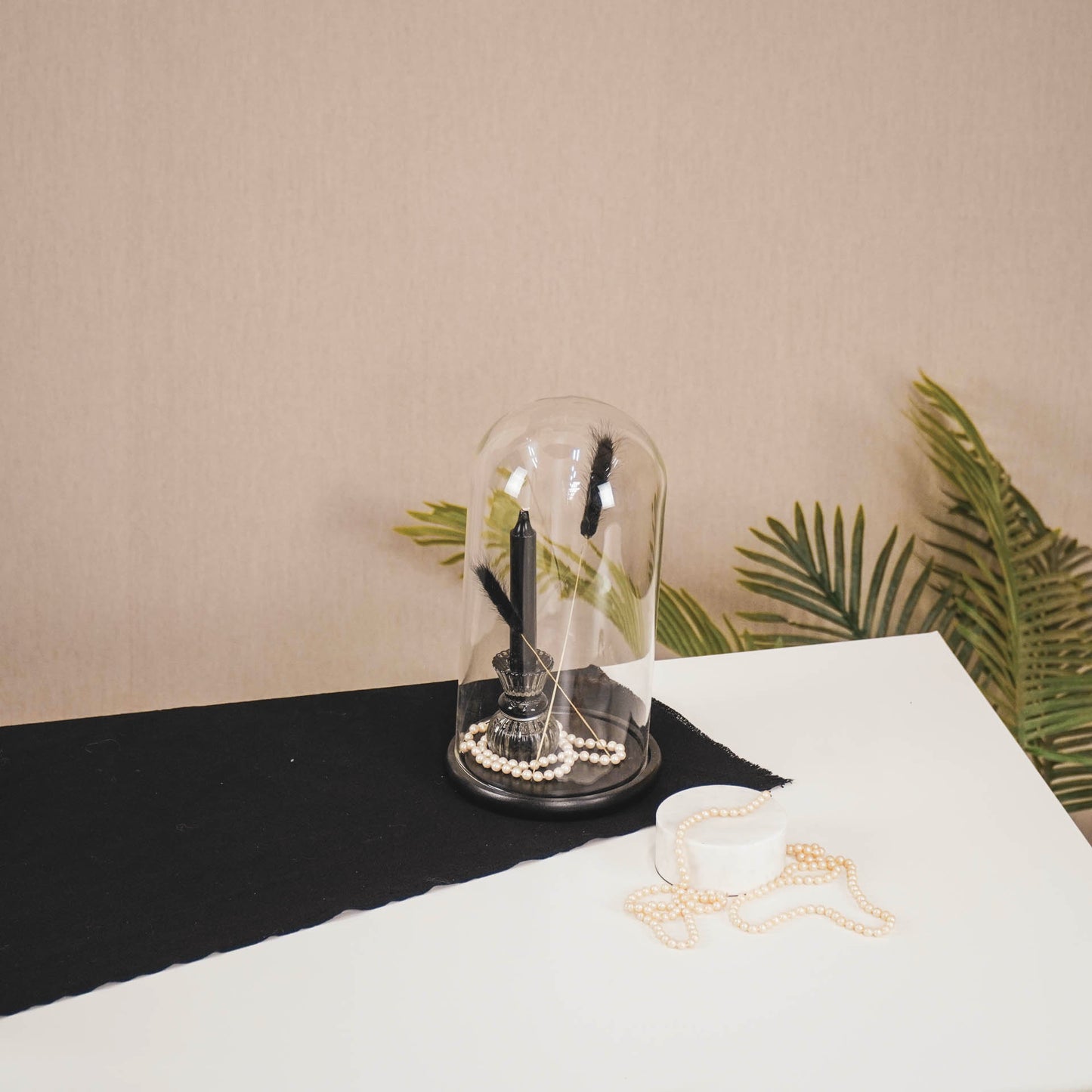 Bell Jar - Glass/Wood - Black - - 17x17x32cm