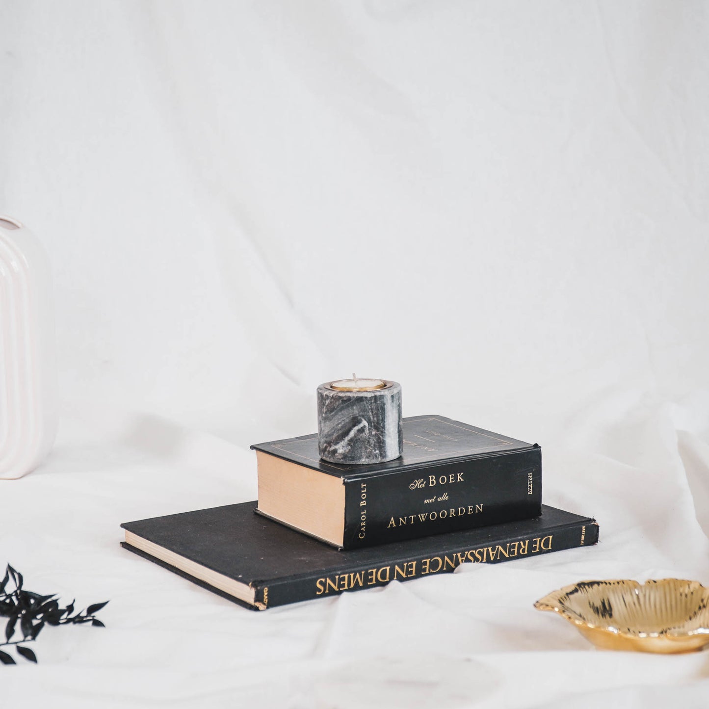 HV Marble Candleholder - Dark - 6x6x5cm
