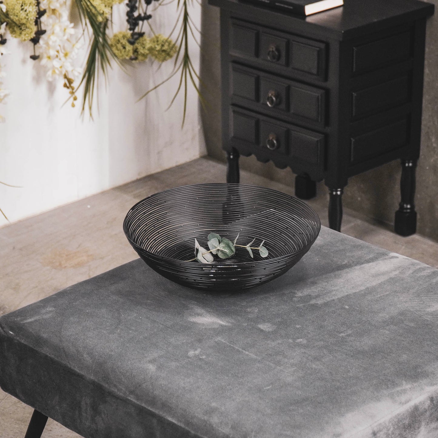 HV Wired Steel Bowl - Black - 34x34x10cm
