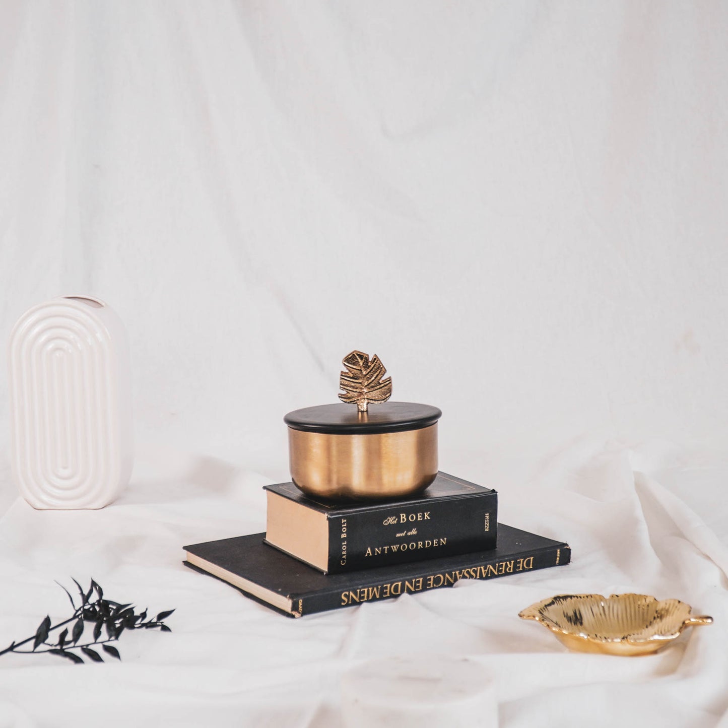 HV Box Monstera -Gold/black-14x10cm