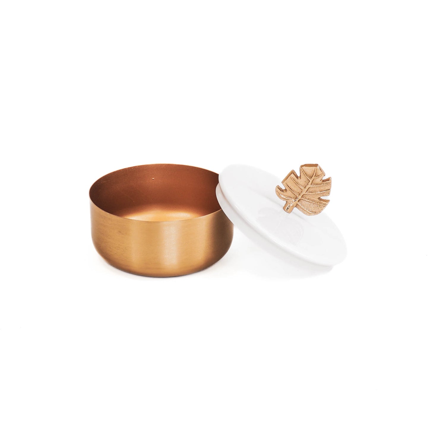 HV Box Monstera -Gold/White - 14x10 cm
