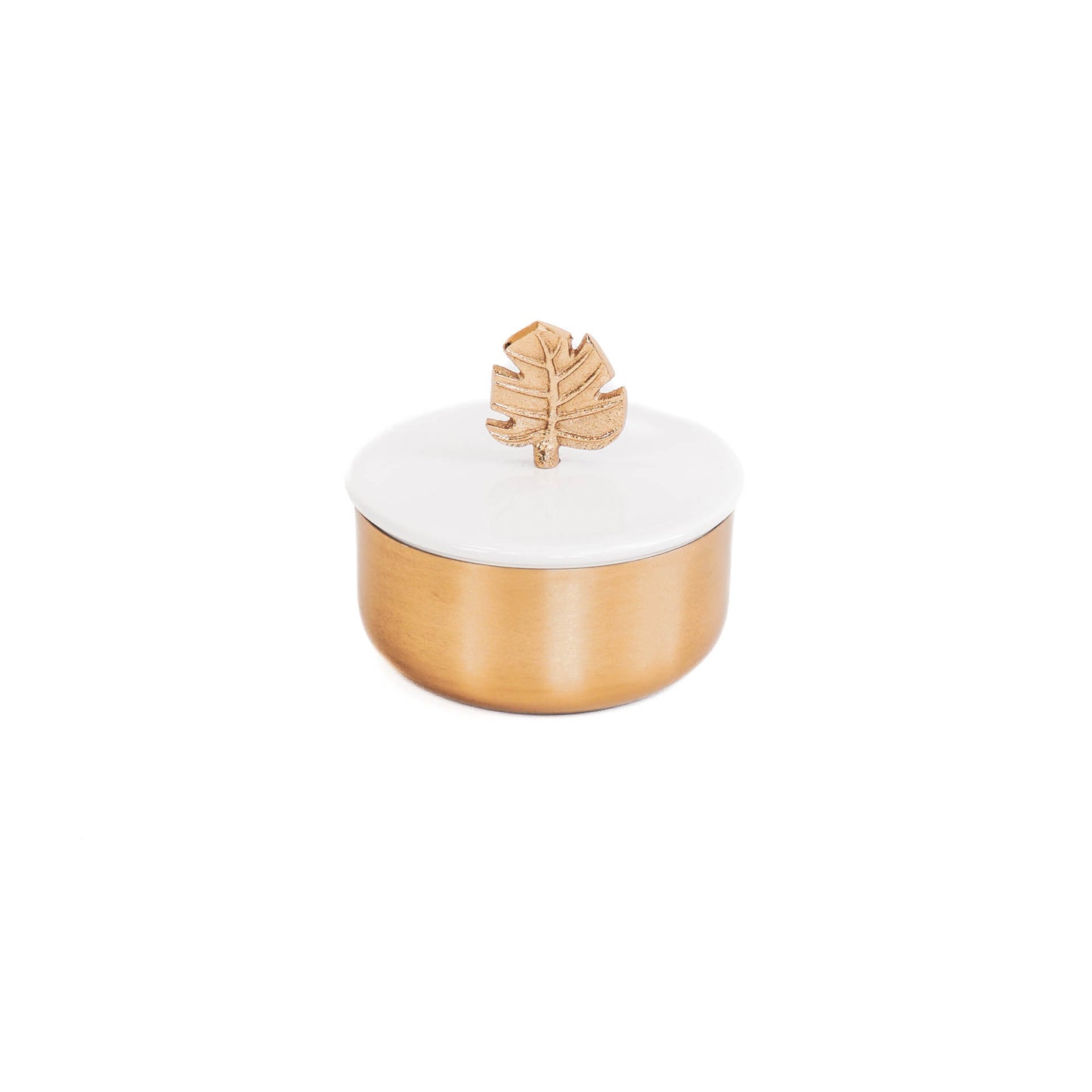 HV Box Monstera -Gold/White - 14x10 cm