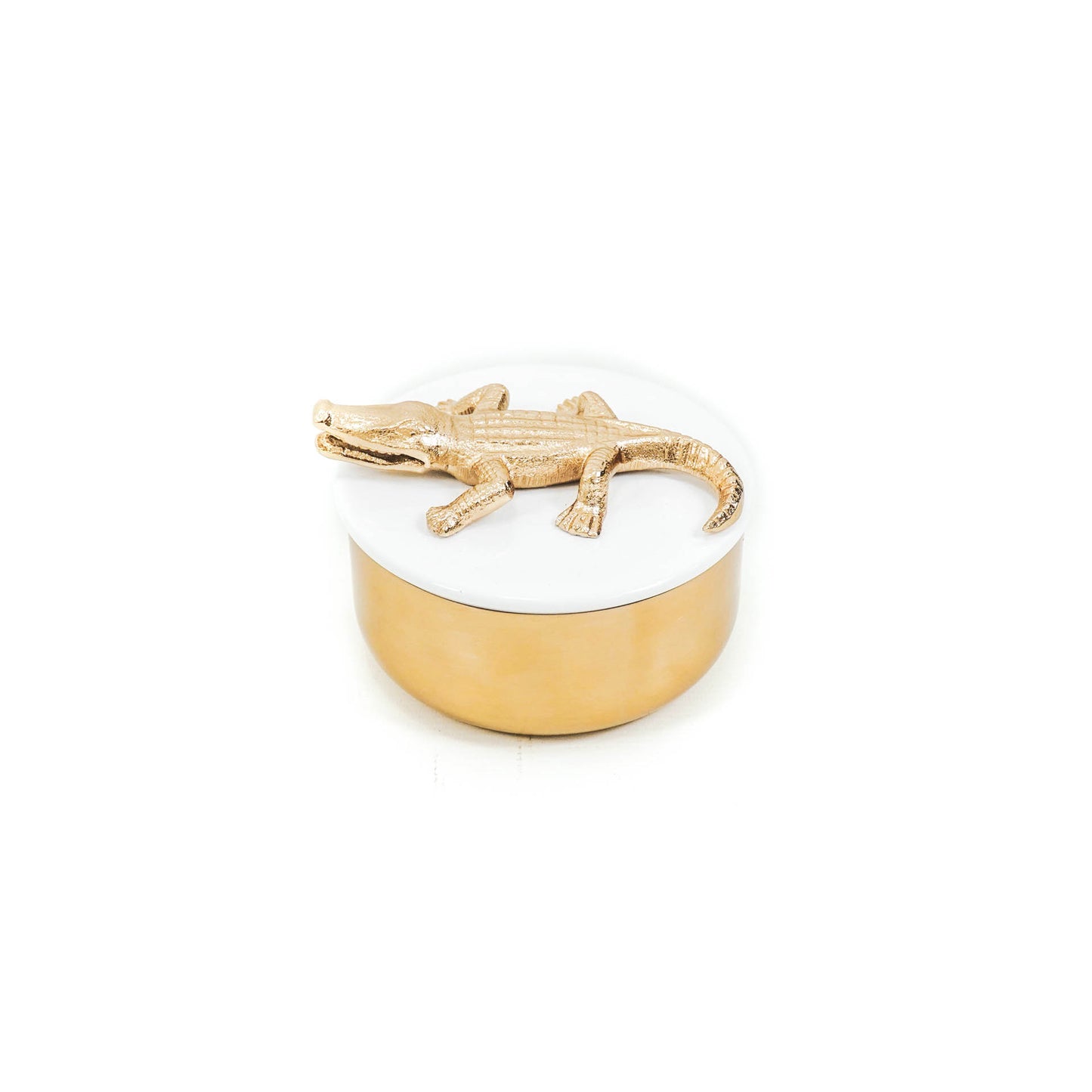 HV Box Crocodile - Gold/White - 14x10 cm