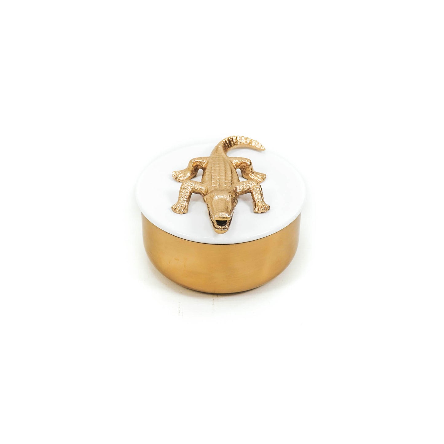 HV Box Crocodile - Gold/White - 14x10 cm