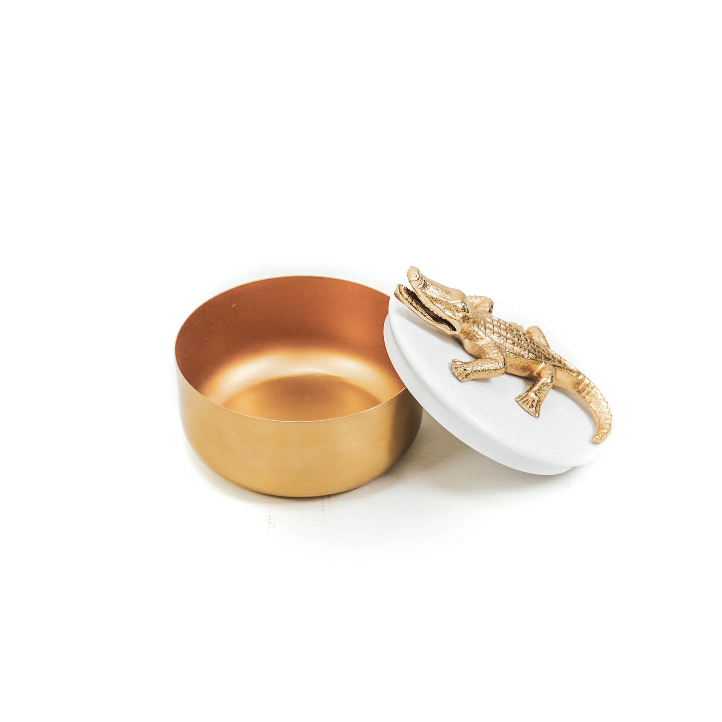 HV Box Crocodile - Gold/White - 14x10 cm