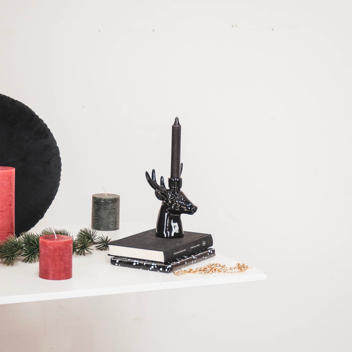 Candle holder - Reindeer - Ceramic - Black - 16x9x16,5cm