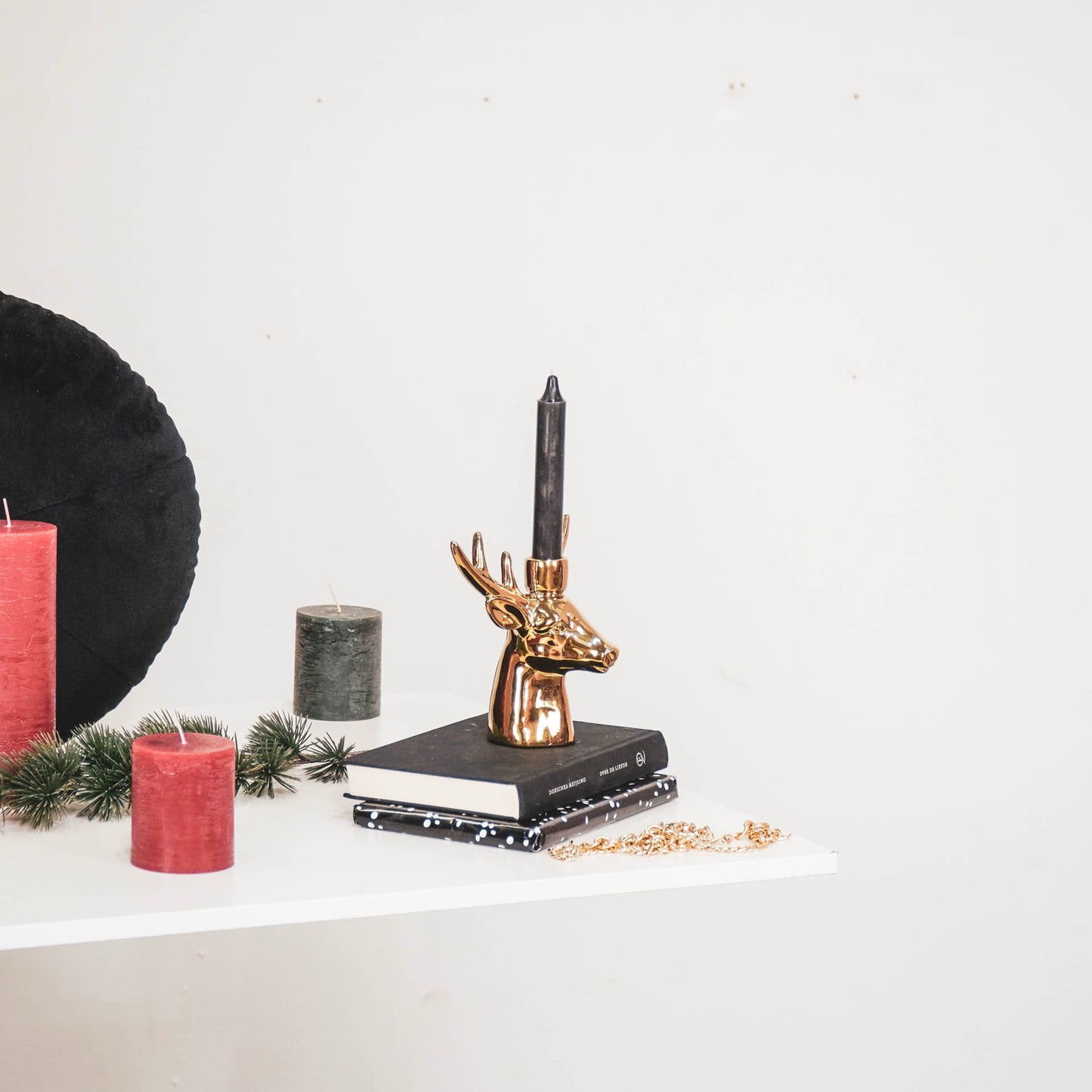 Candle holder - Reindeer - Ceramic - Gold - 16x9x16,5cm