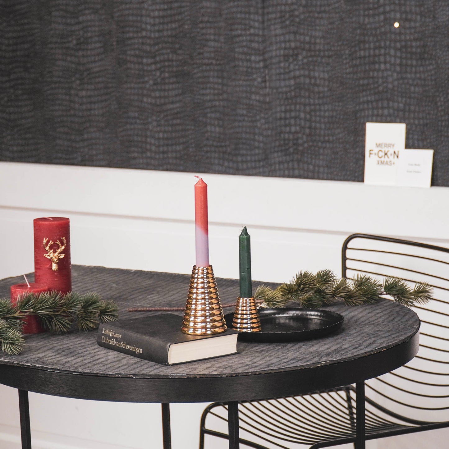 HV ModernTree Candle Holder- 5x5x7 cm- Gold
