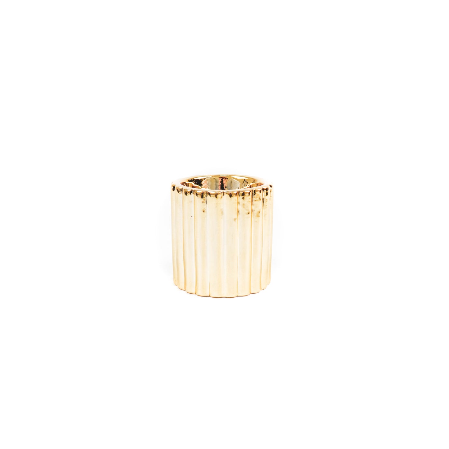 HV Cross Over Ribbled Tealightholder Cylinder - 6,5x6,5x6 cm - Gold