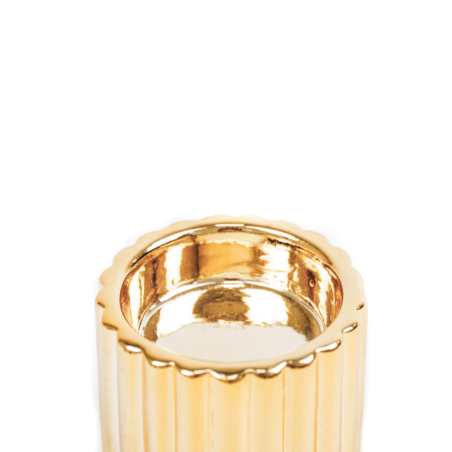 HV Cross Over Ribbled Tealightholder Cylinder - 6,5x6,5x6 cm - Gold
