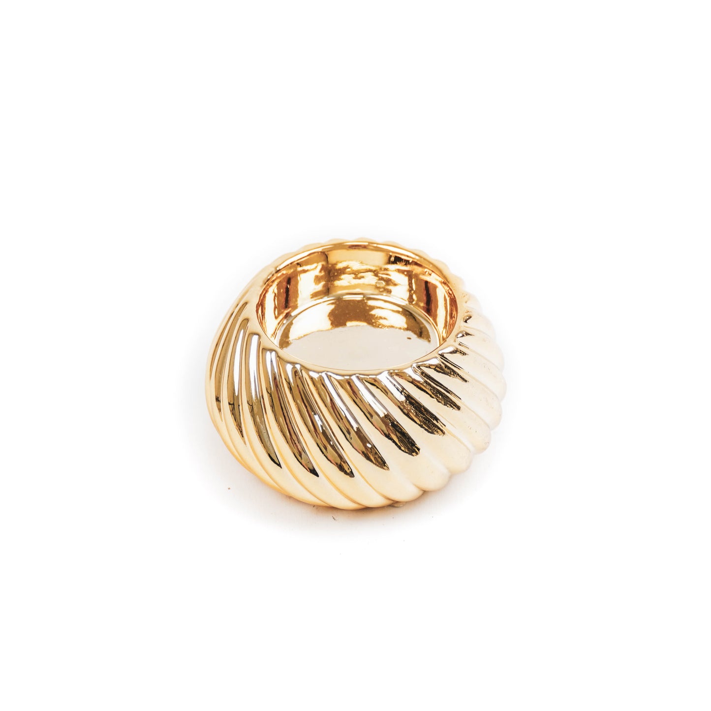 HV Ribbled Tealightholder - 8x8x4,5cm - Gold