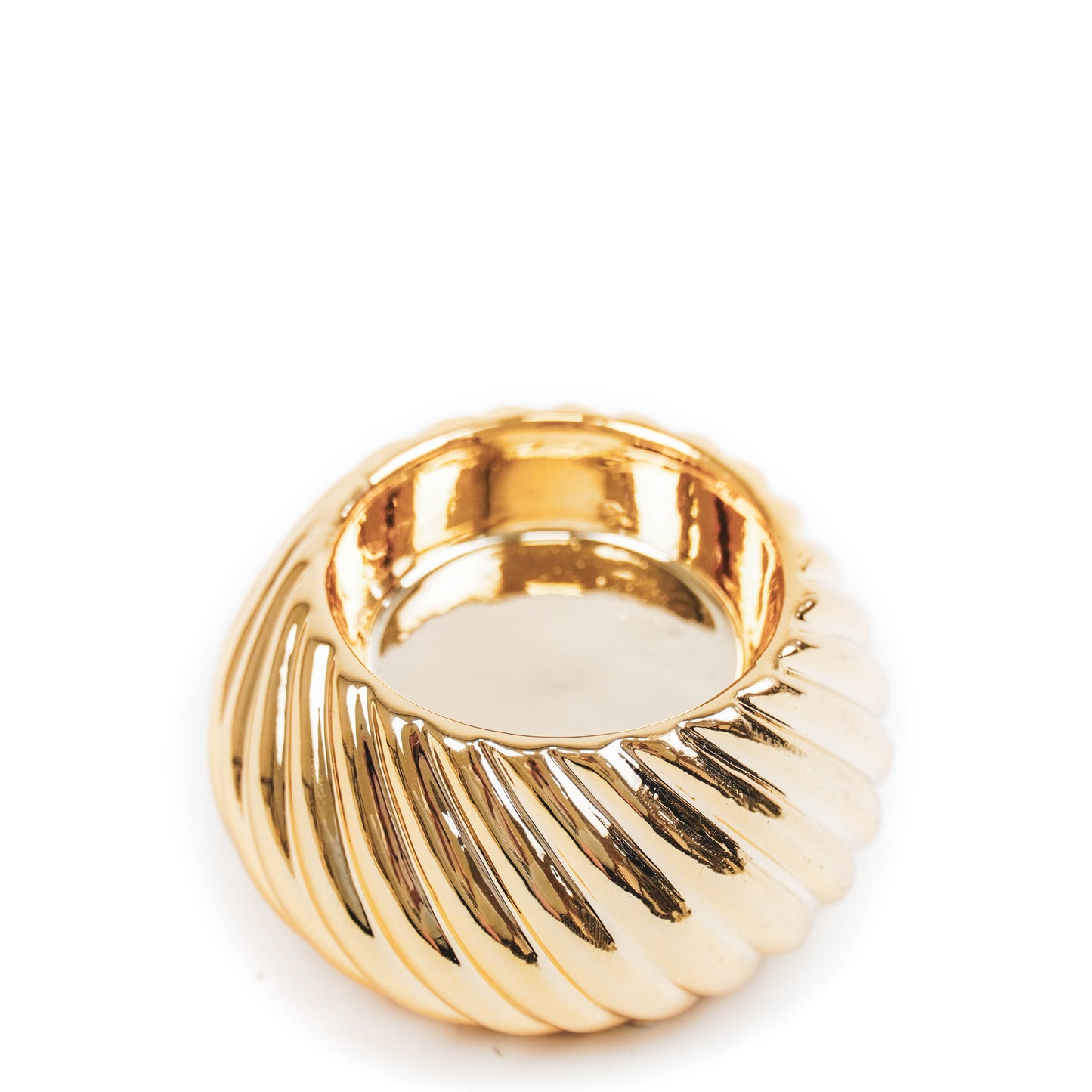 HV Ribbled Tealightholder - 8x8x4,5cm - Gold