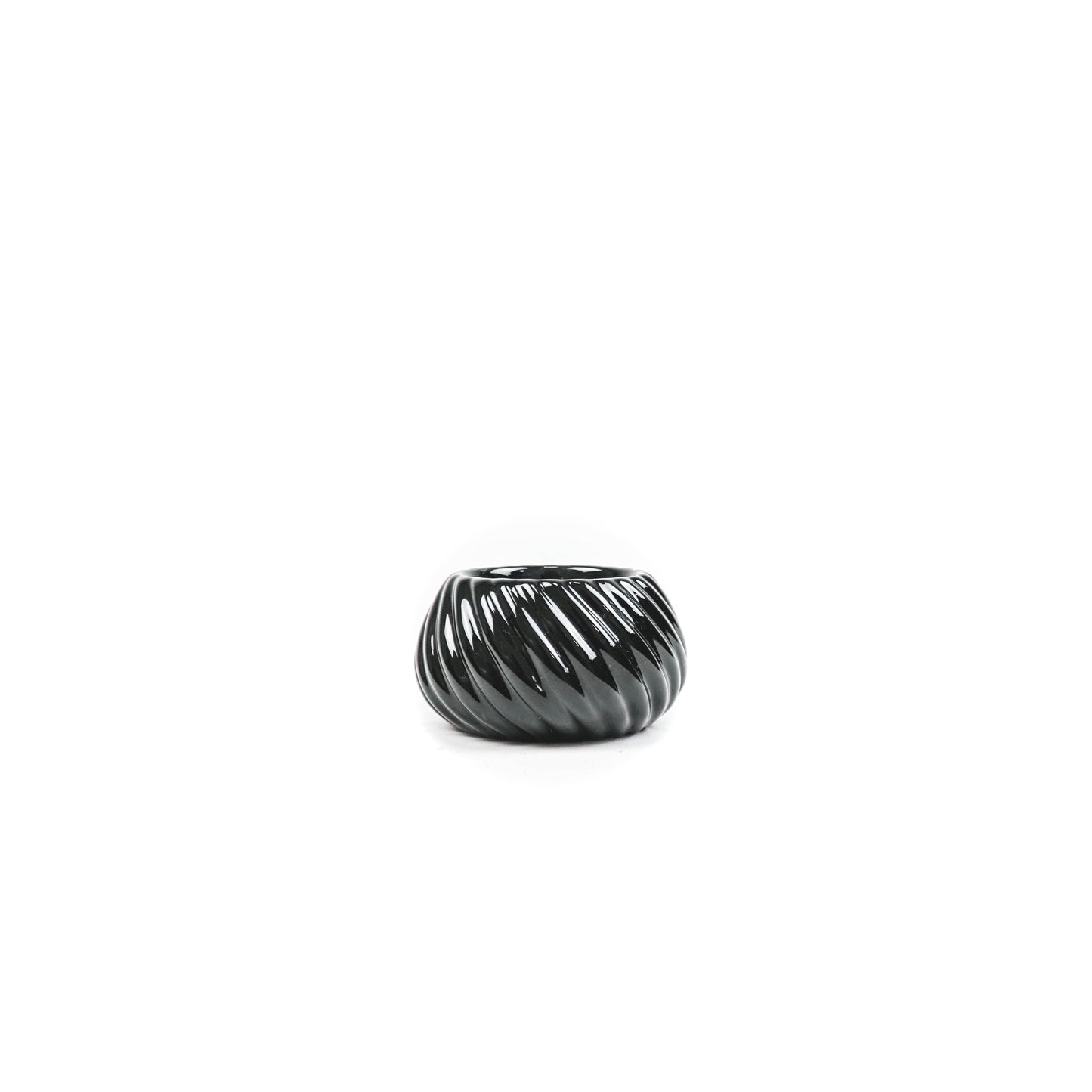 HV Ribbled Tealightholder - 8x8x4,5cm - Black