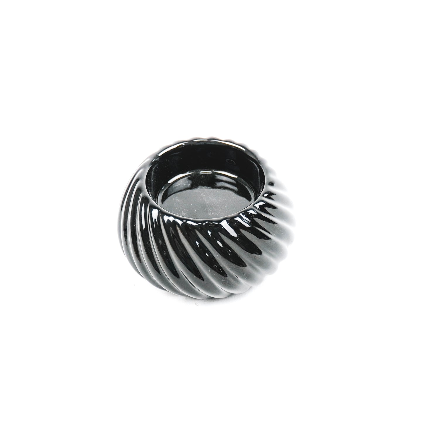 HV Ribbled Tealightholder - 8x8x4,5cm - Black