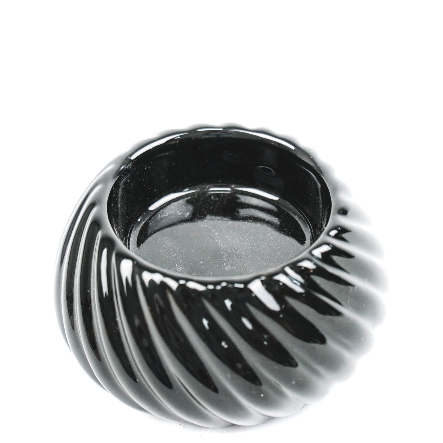 HV Ribbled Tealightholder - 8x8x4,5cm - Black