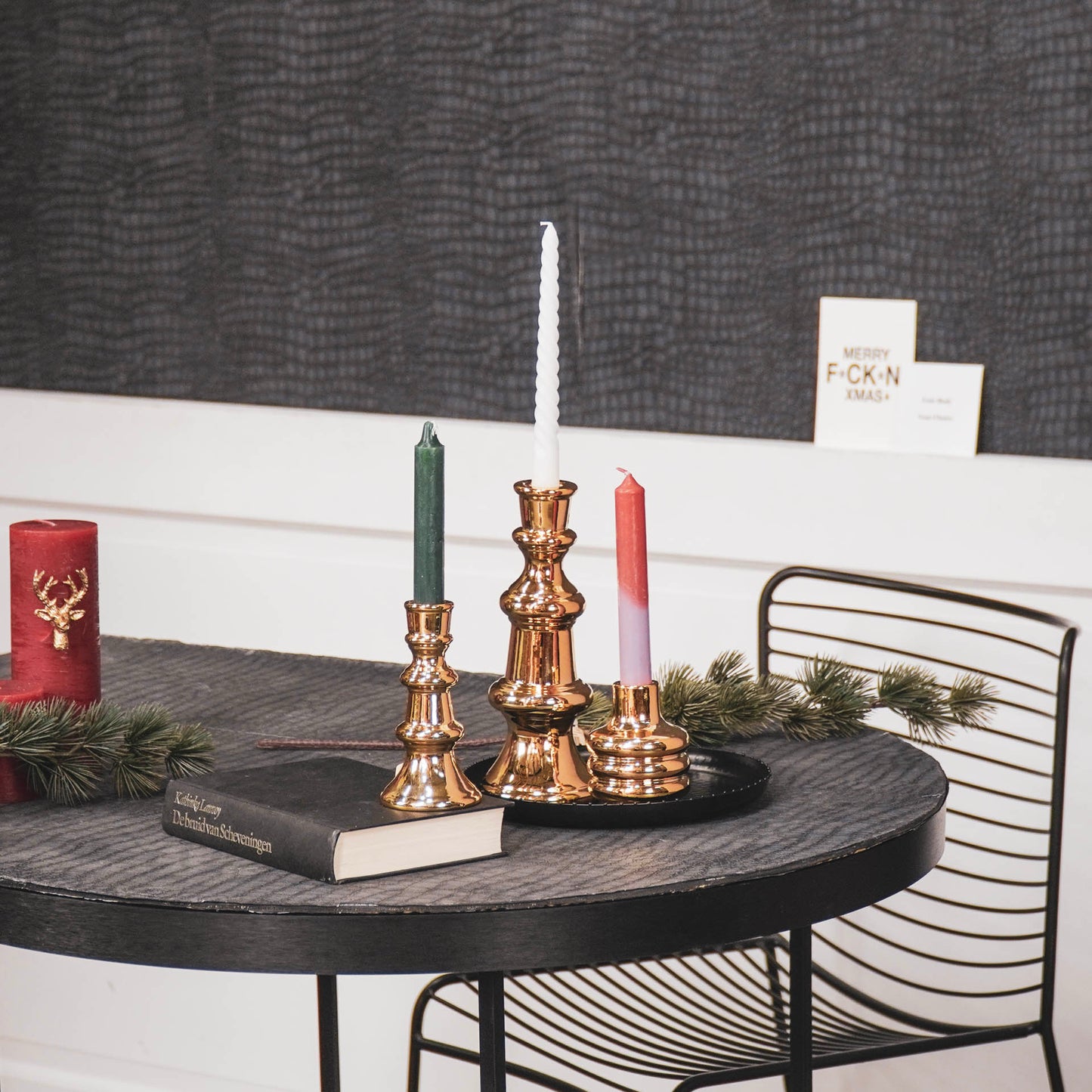 HV Candleholder L - 9x9x23cm - Gold
