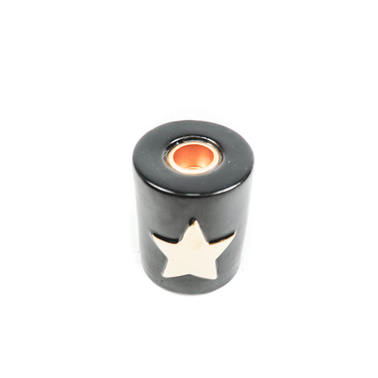 Housevitamin Star Cylinder Candle holder - Black/Gold - 6x6x8cm