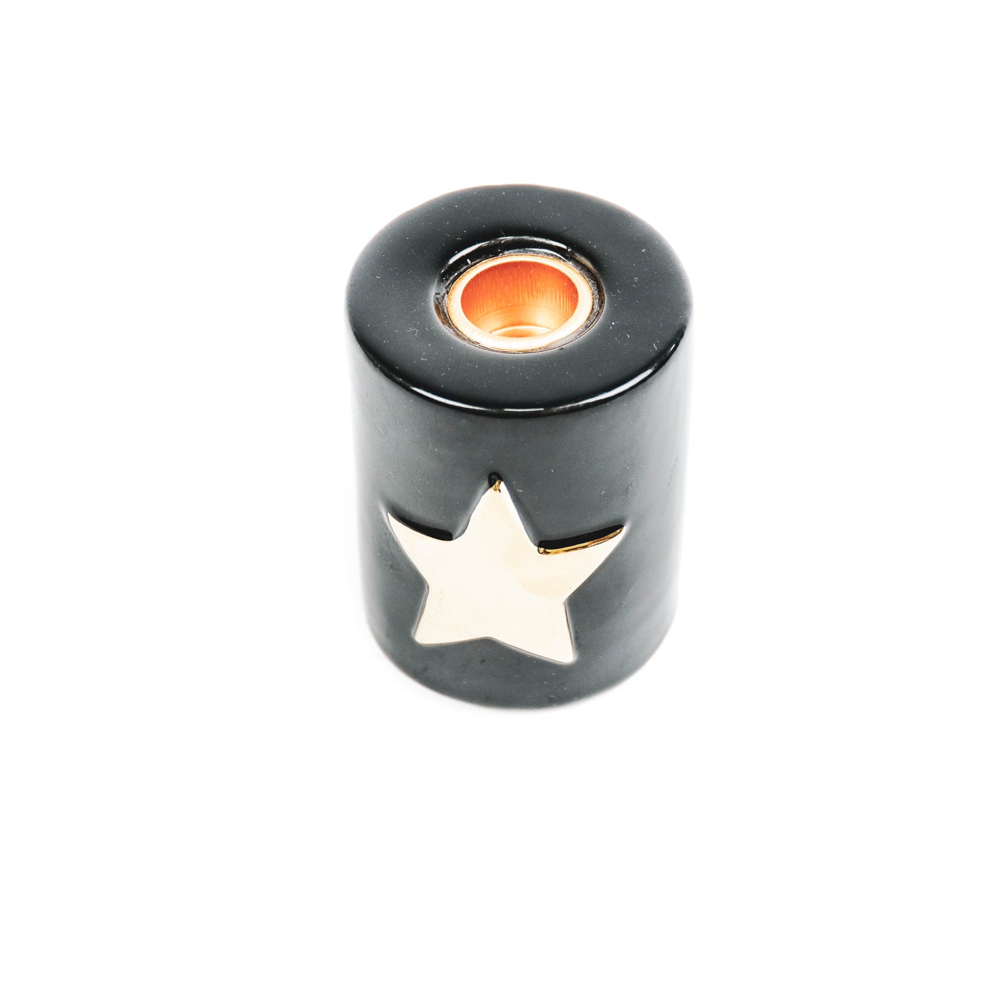 HV Star Candleholder Cilinder - 6x6x8cm - Black/ Gold