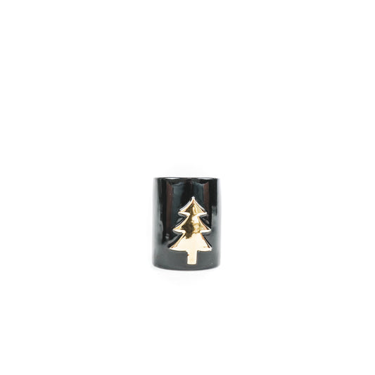 Housevitamin Tree Cylinder Candle holder - Black/Gold - 6x6x8cm