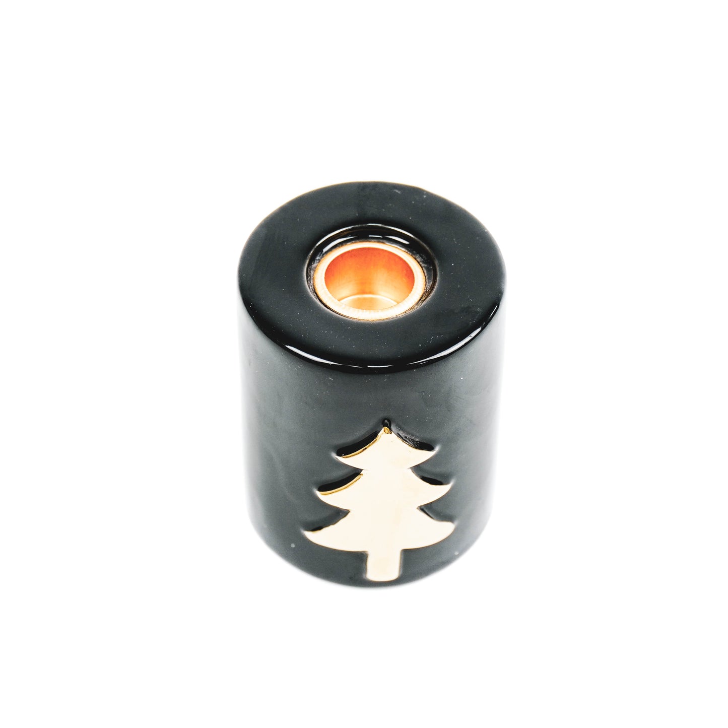 HV Star Candleholder Cilinder - 6x6x8cm - Black/ Gold