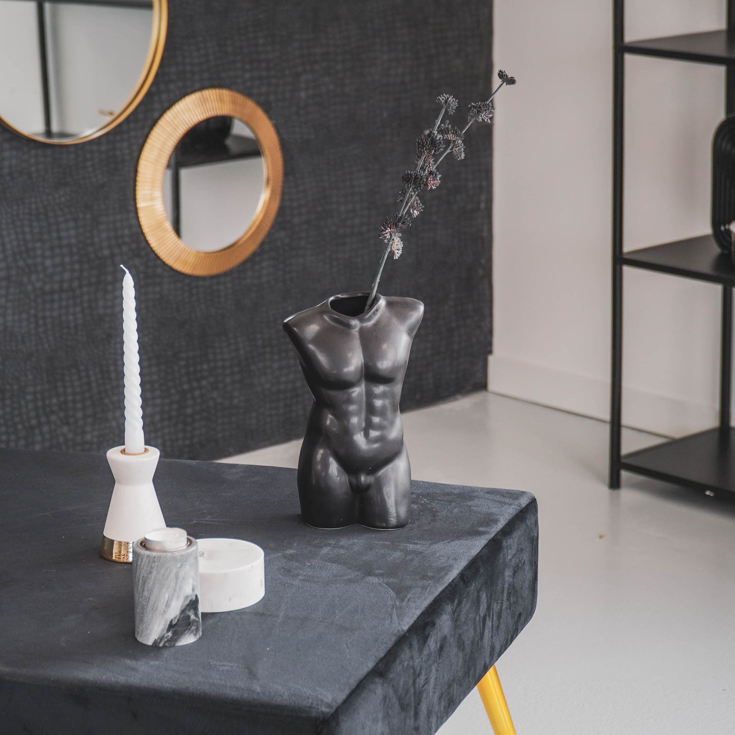 HV Male Body Vase- Black- 15x9x24