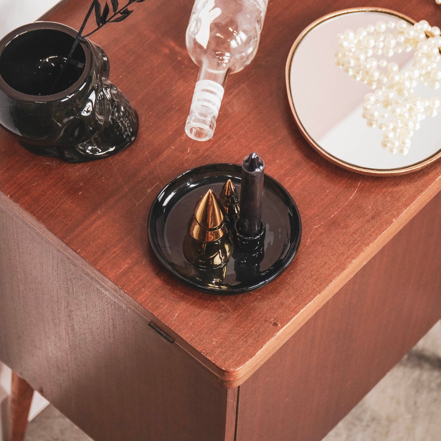 HV Candleholder Xmas trees - 15x15x11 cm - Black/Gold