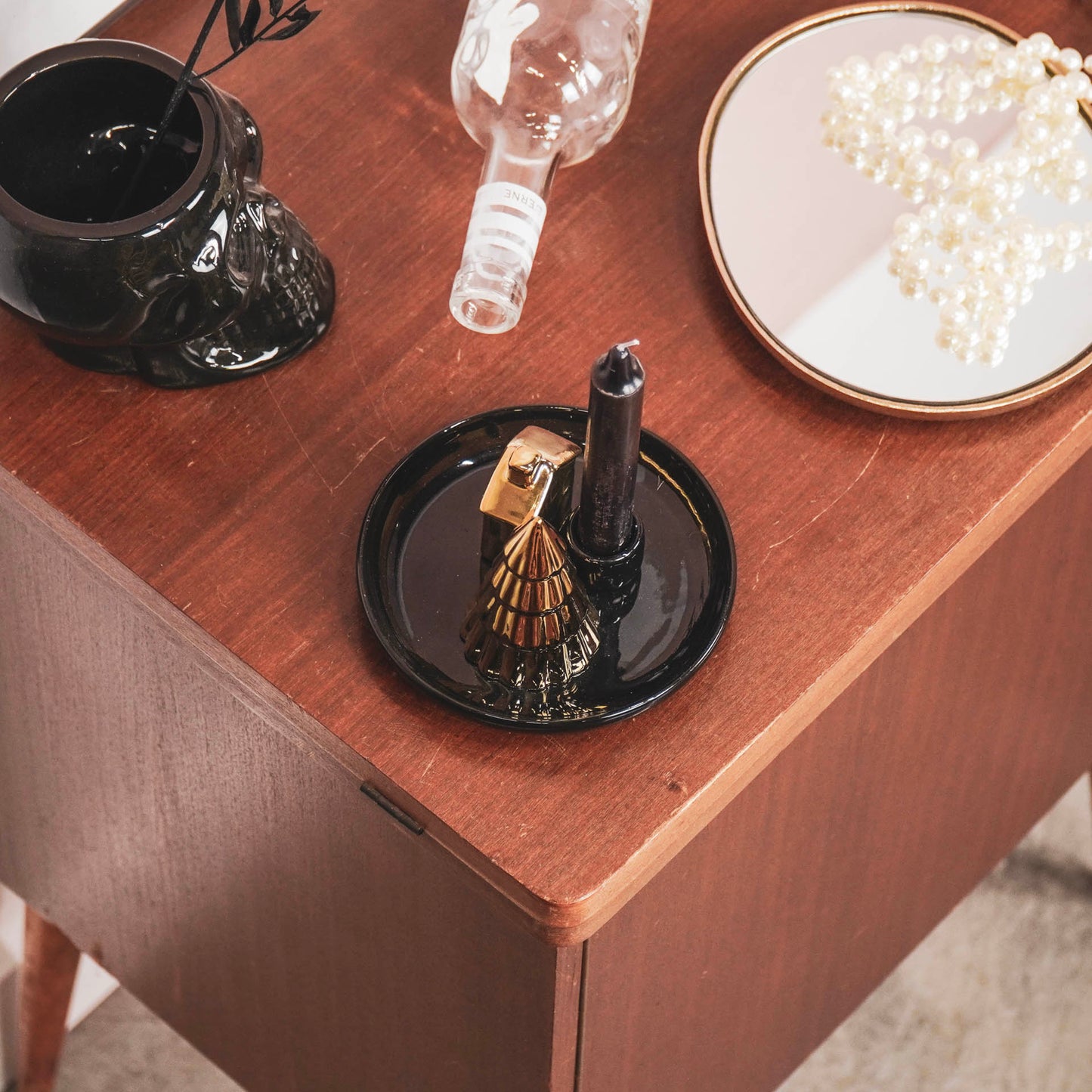 HV Candleholder Xmas tree and house - 15x15x11 cm - Black/Gold