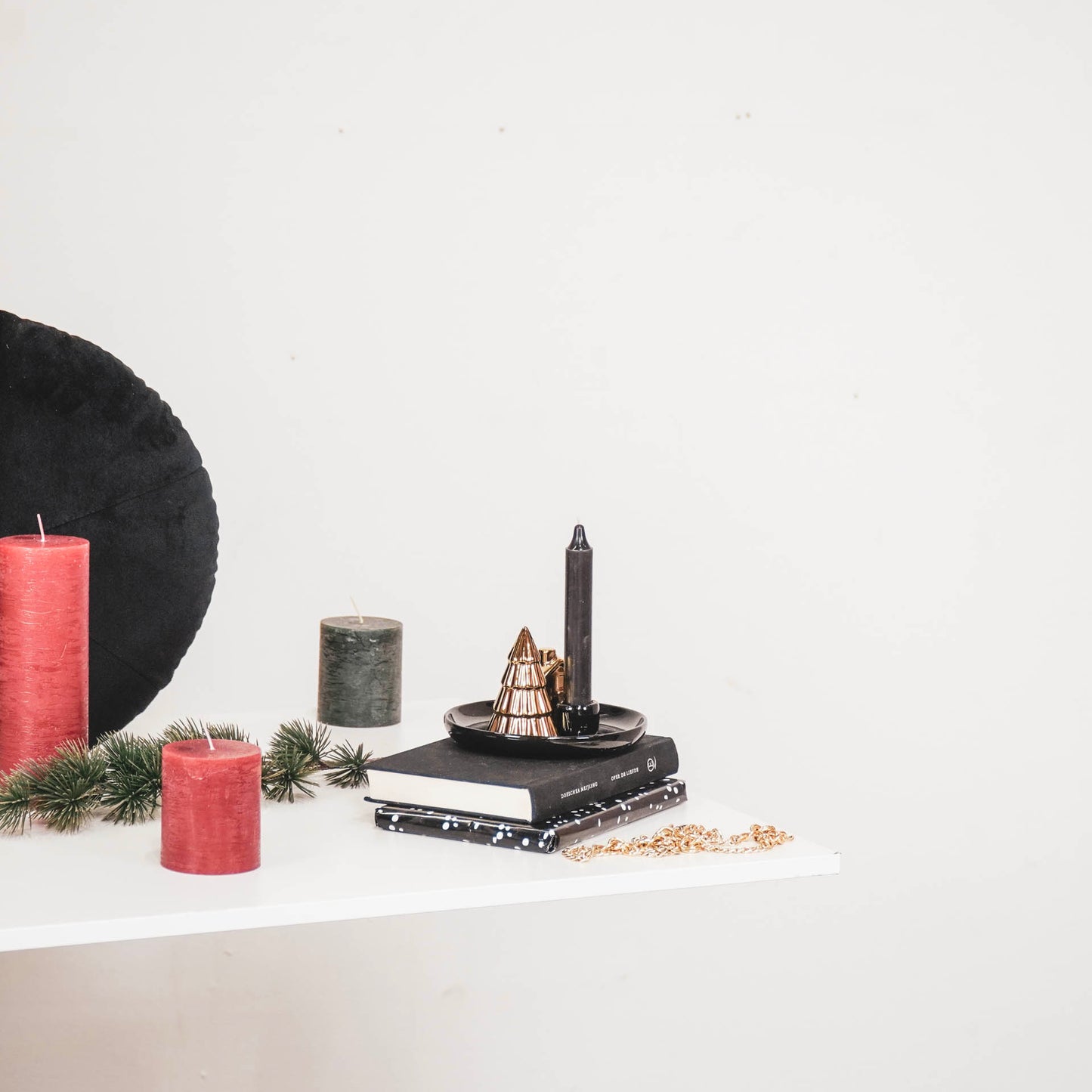HV Candleholder Xmas tree and house - 15x15x11 cm - Black/Gold