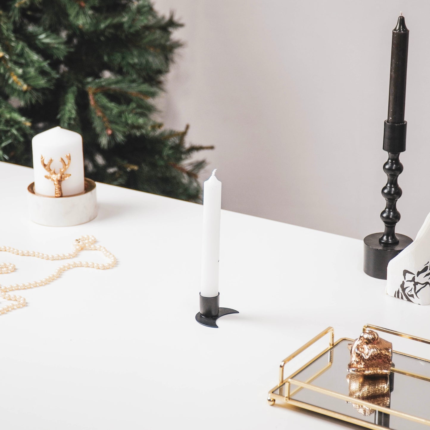 HV Moon candleholder - 5.5x4x2.7cm - Black