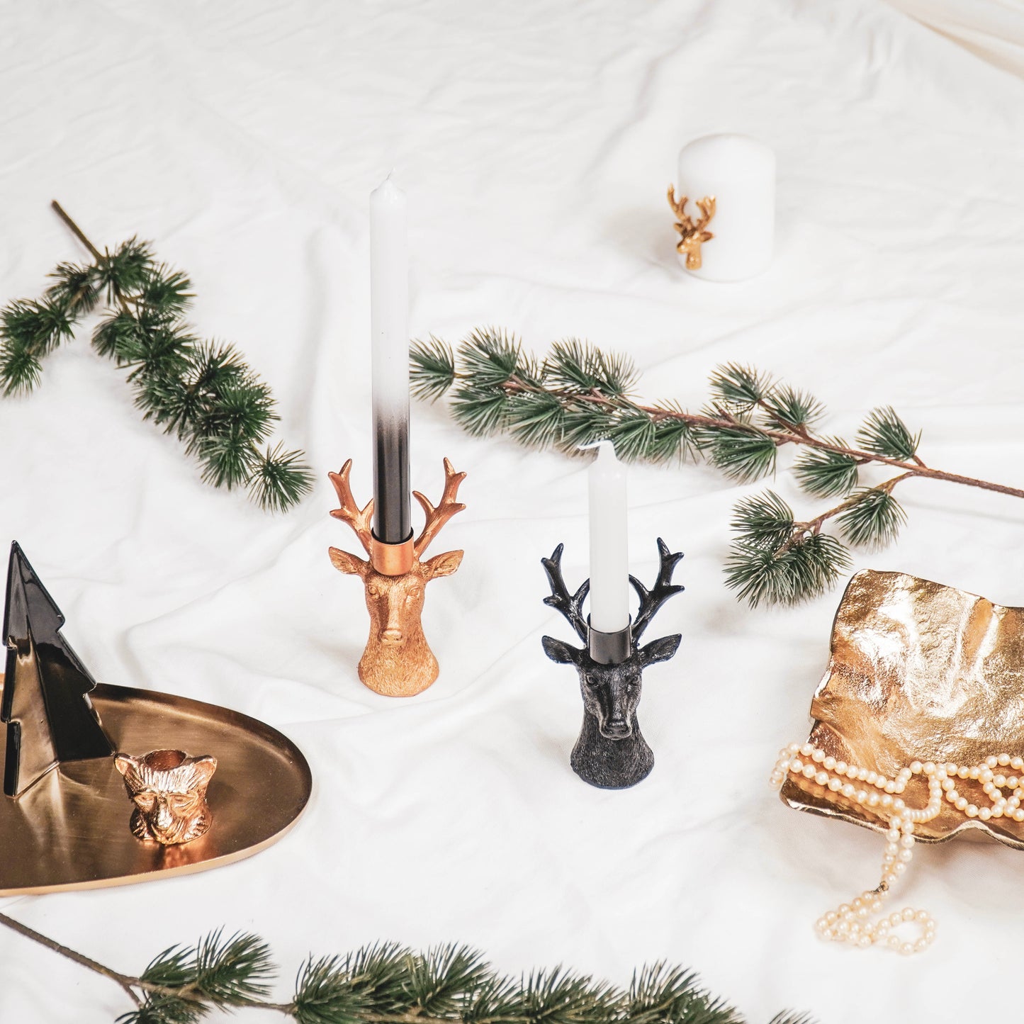 HV Deer Candleholder - 8.5x8x12.5CM - Gold
