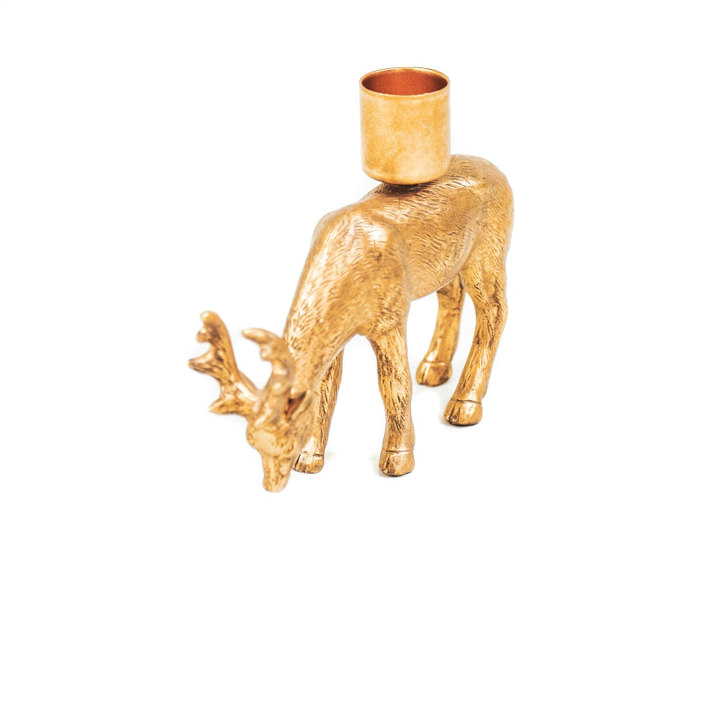 HV Eating Deer Candleholder - 8.5x8x12.5CM - Gold