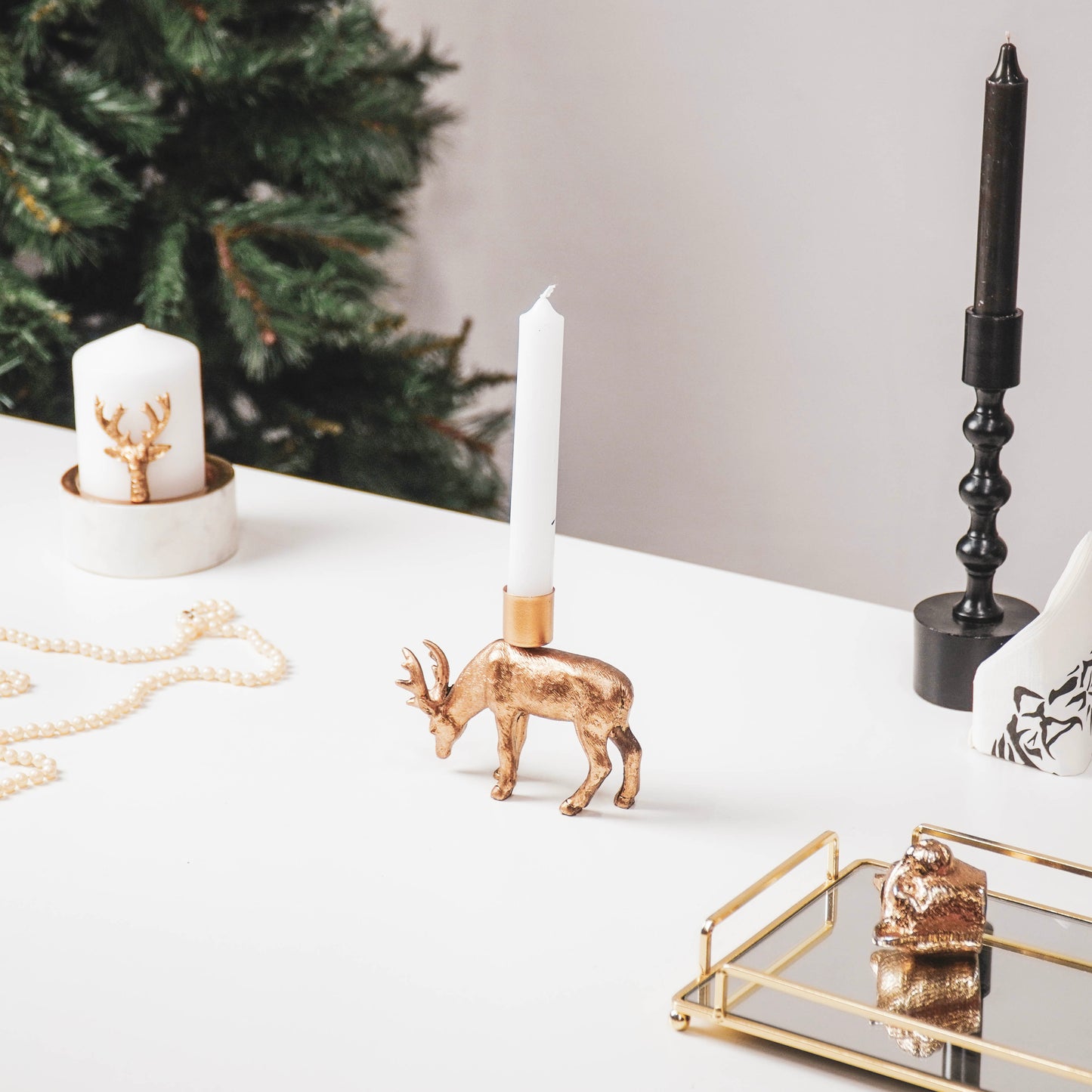 HV Eating Deer Candleholder - 8.5x8x12.5CM - Gold
