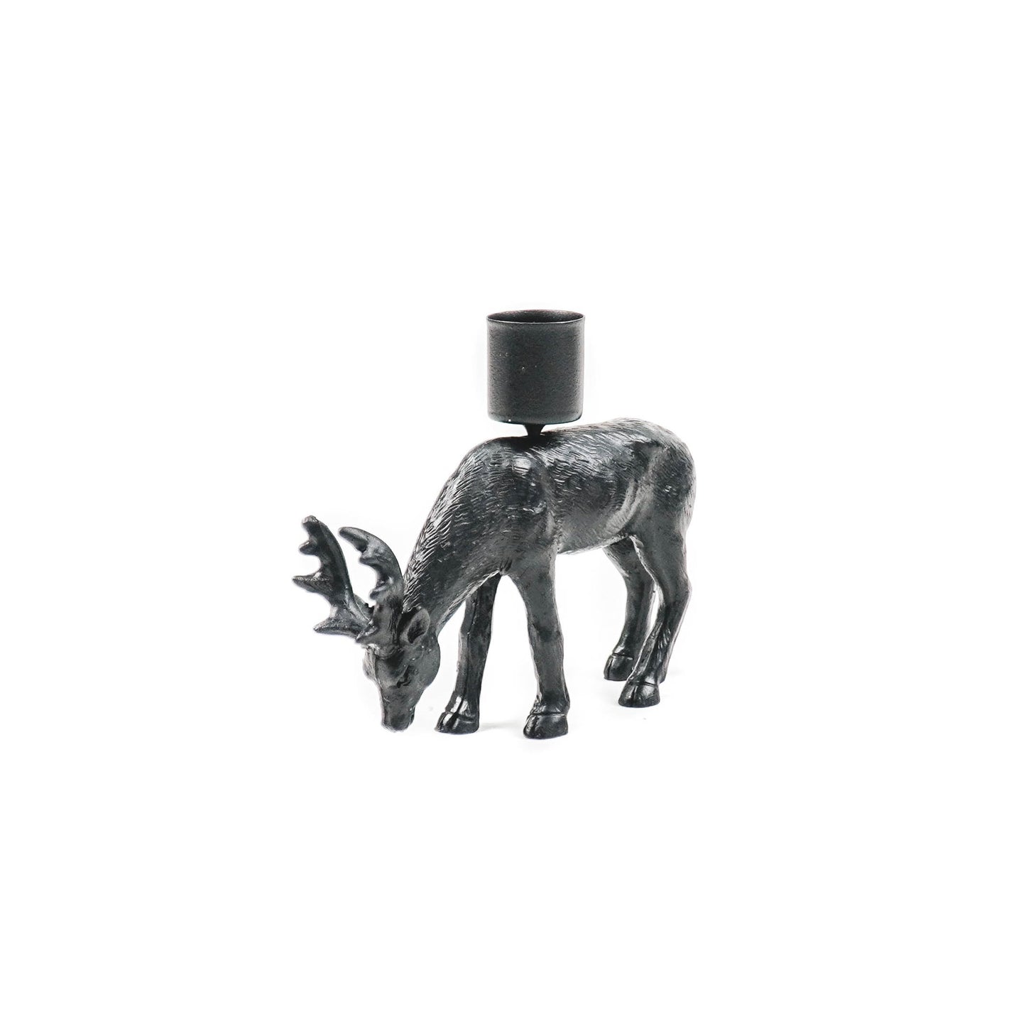 HV Eating Deer Candleholder - 8.5x8x12.5CM - Black