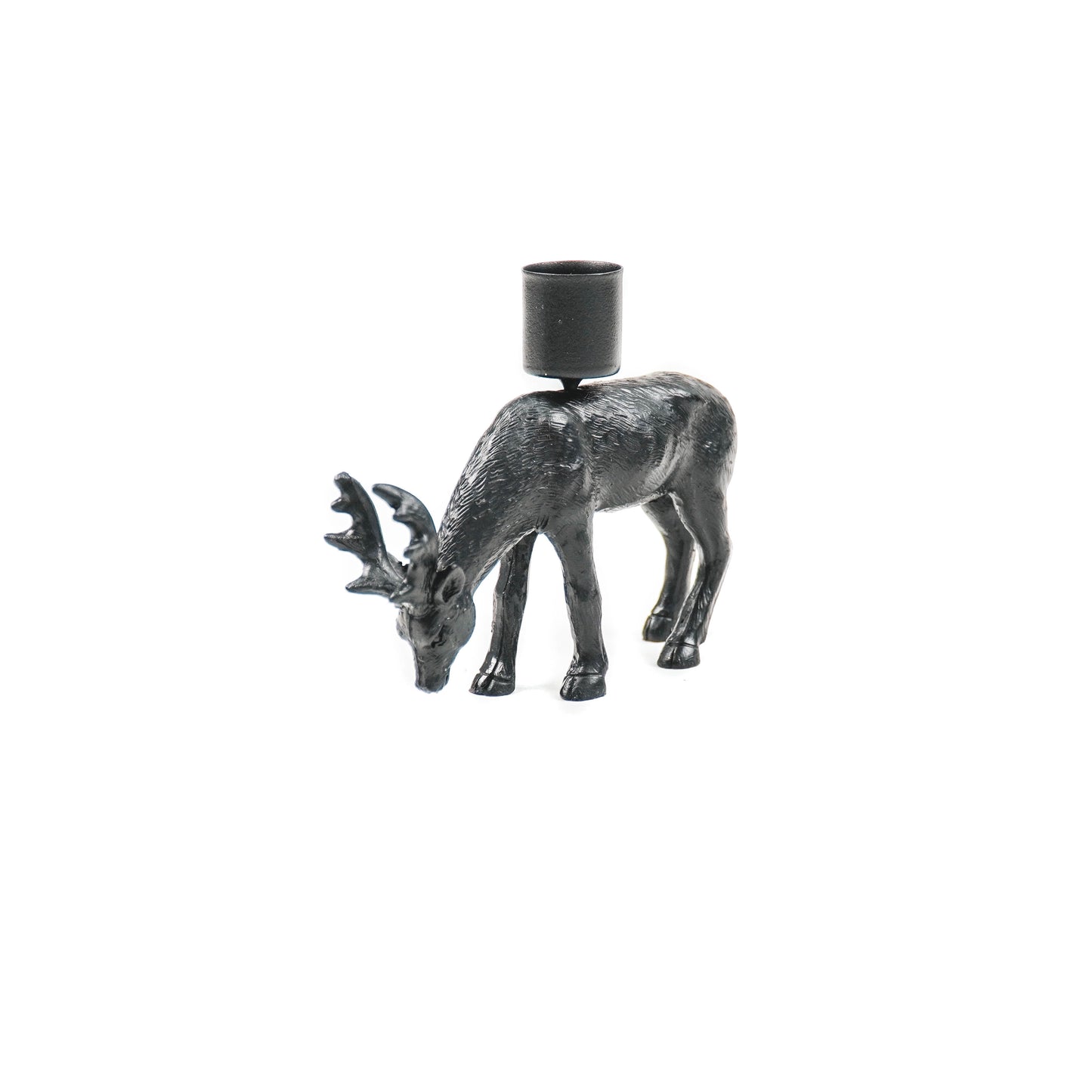 HV Eating Deer Candleholder - 8.5x8x12.5CM - Black