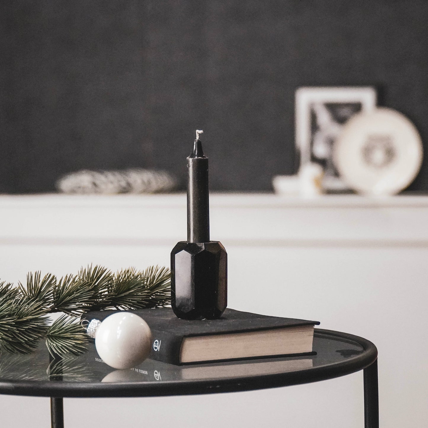 HV Crystal Candleholder - 5x5x7cm - Black