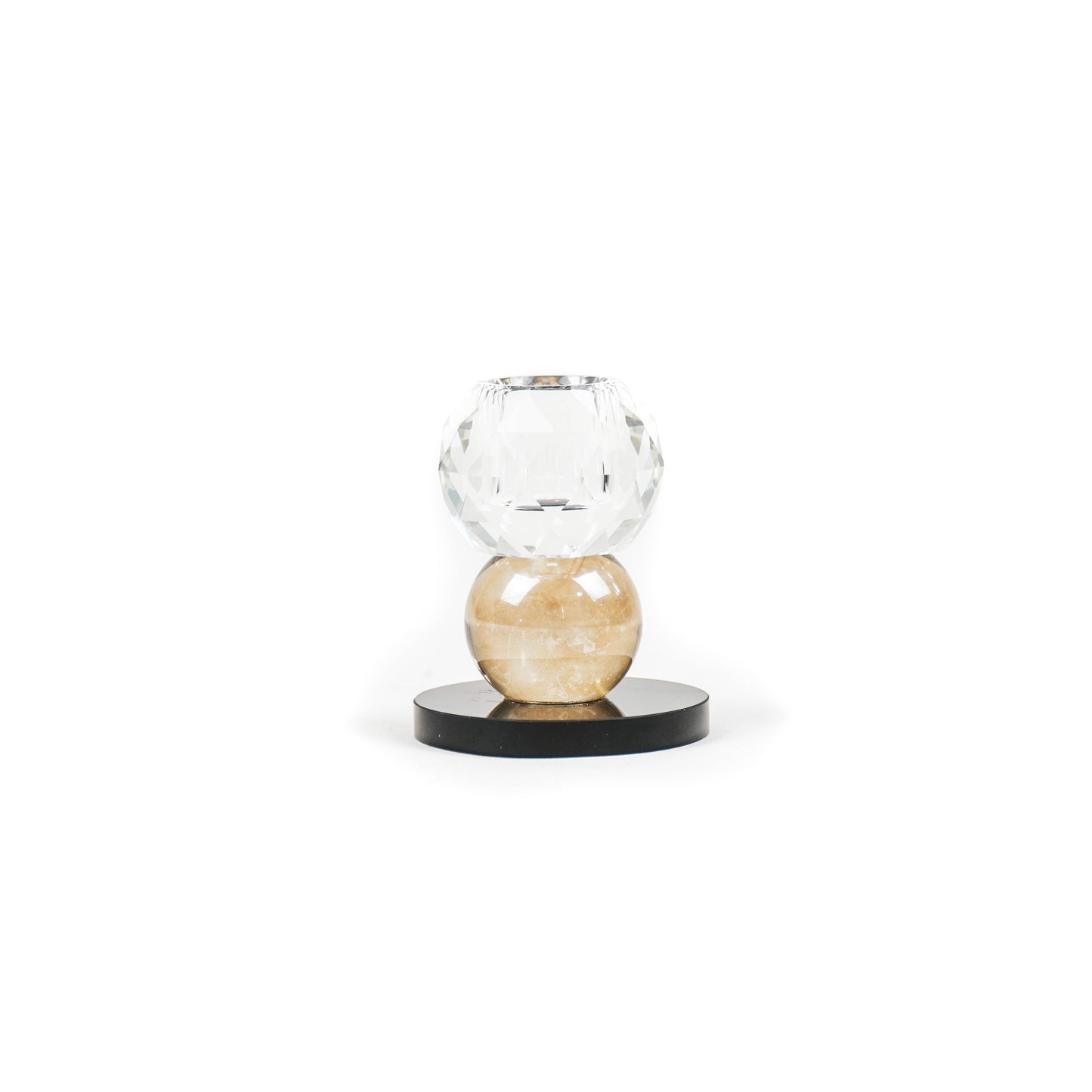 HV Crystal Candleholder - 6x6x8 cm- Clear/ Black