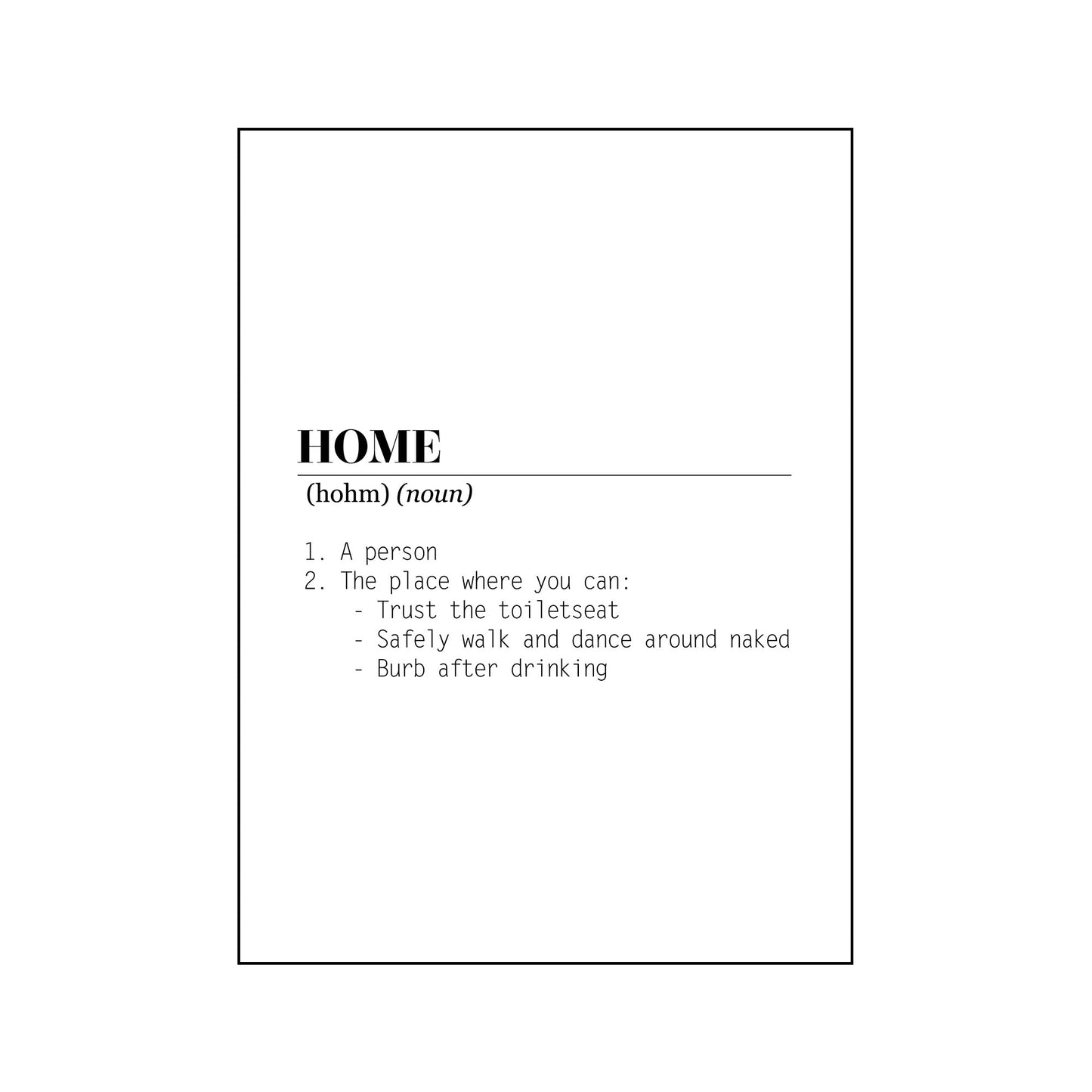 Housevitamin Home Dictionary Poster - White - A3