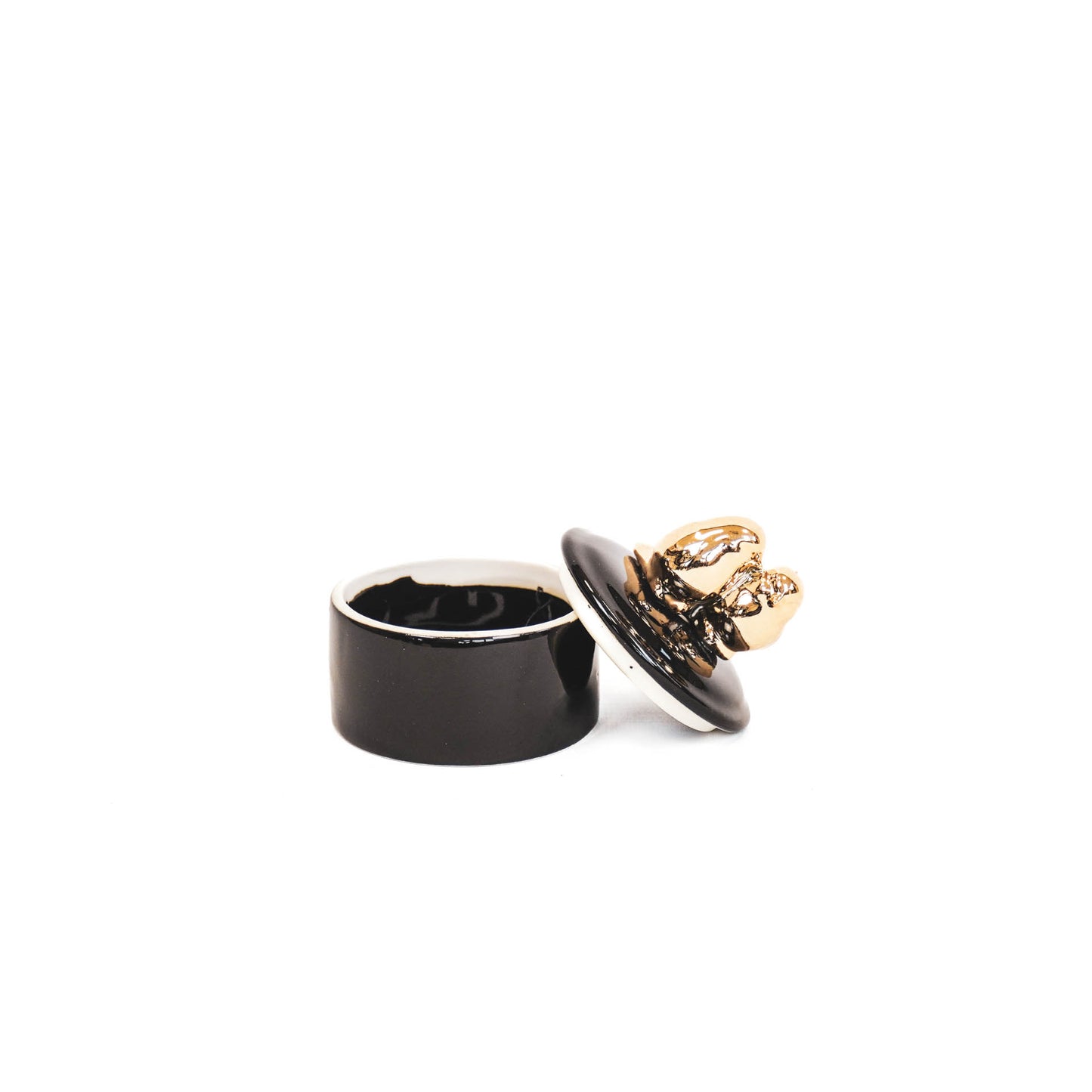 HV Black Jar with Golden Birds- 6x6x8