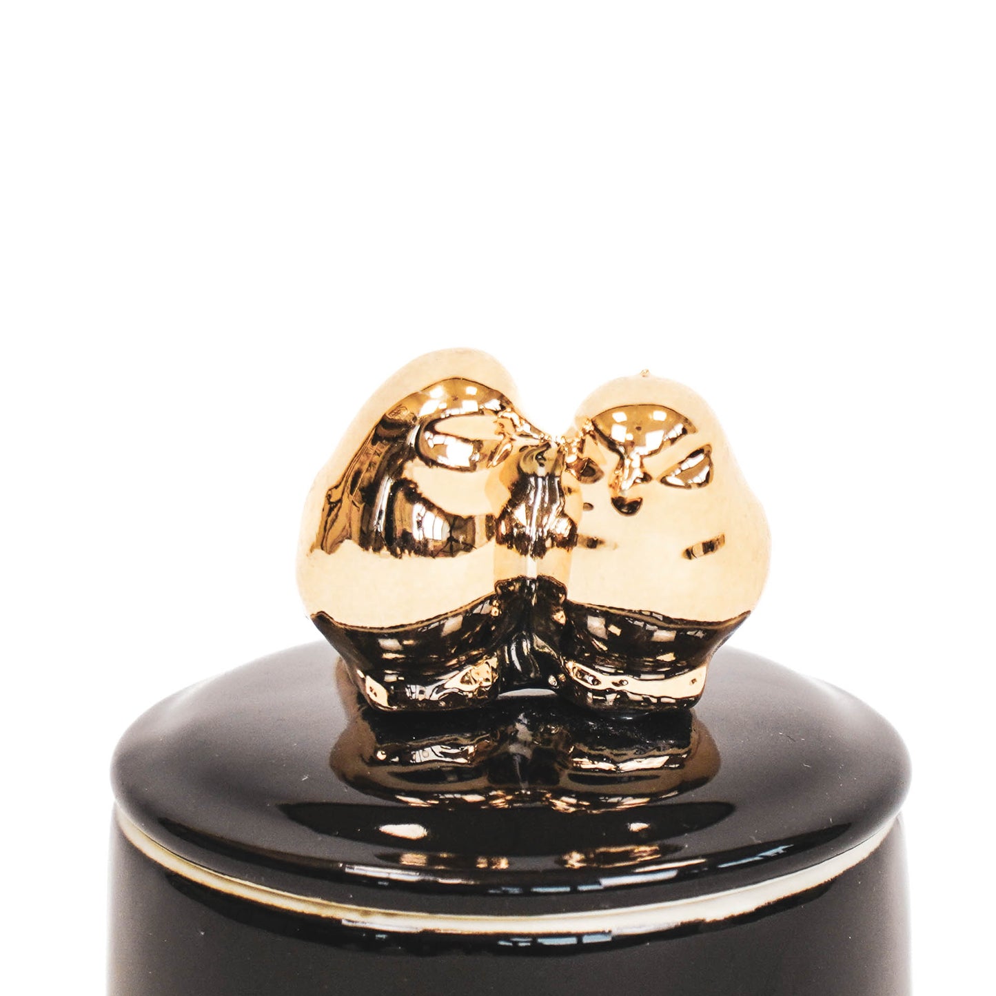 HV Black Jar with Golden Birds- 6x6x8