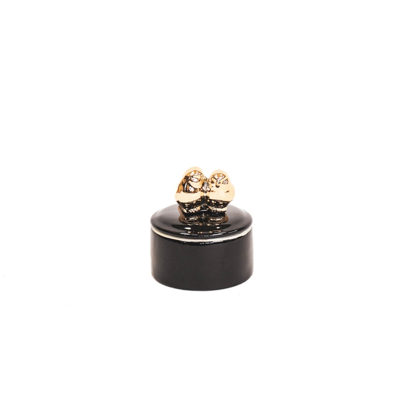HV Black Jar with Golden Birds- 6x6x8