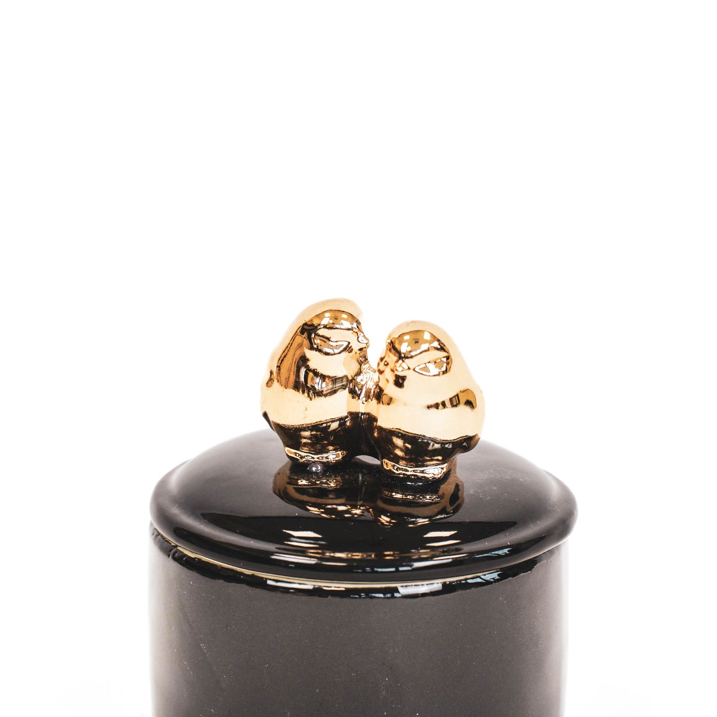 HV Black Jar with Golden Birds- 9x9x12
