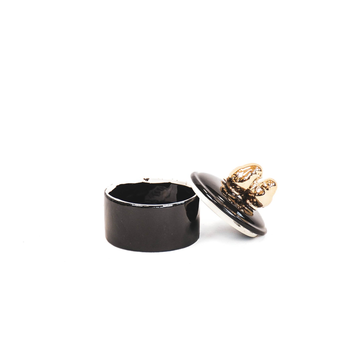 HV Black Jar with Golden Birds- 9x9x12