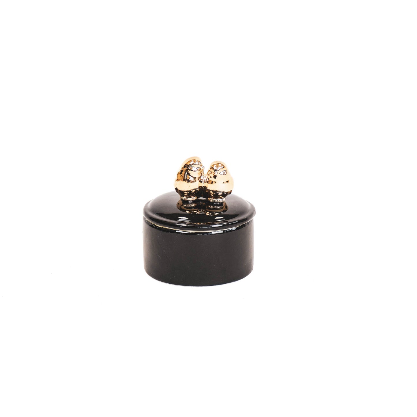 HV Black Jar with Golden Birds- 9x9x12